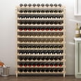 thumbnail image 1 of sogesfurniture Floor Wine Racks, Stackable Modular Wine Rack Large Wine Storage Rack Free Standing Solid Natural Wood Wine Holder Display Shelves, (Natural, 10 X 12 Rows (120 Slots)), BHCA-BY-WS120, 1 of 8