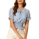 thumbnail image 1 of Blusa de gasa con mangas abullonadas y fruncidas INSPIRE CHIC para mujer en azul grisáceo XL, 1 of 6