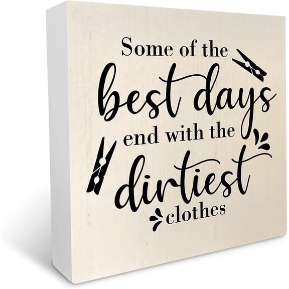 Cskhip Laundry Artwork Wood Box Sign Rustic Farmhouse Style Some of The Best Days Wood Block Plaque Home Laundry Room Desk Sign Decor for Presents 7x7 inch