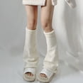 thumbnail image 3 of 1 Pair Leg Warmers Flared Knitted Thickened Knee High Stretchy Keep Warm Solid Color Autumn Winter Women Boot S, 3 of 8