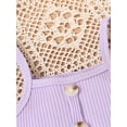 thumbnail image 5 of GXFC Kids Girls Summer Flare Pants Outfits Little Girls Sleeveless Ruffle Button Tank Tops+Butterfly Print Bell Bottom Pants Set Casual Clothes 2Pcs 4-7T, 5 of 7