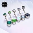 thumbnail image 3 of 1PCS G23 Titanium Navel Nail Simple Base 8mm Zircon And Opal Flat Bottom Inner Thread Piercing Jewelry Women‘s Navel Ring, 3 of 7