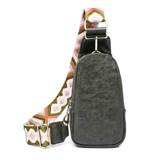 Bolsa De Hombro Bolsa Moda PU Pecho Packs Cuero Boho Lady Bolsos para viajes de trabajo (verde) Tmvgtek Para Estrenar
