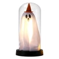 thumbnail image 2 of Halloween Lighted Ghost Decor, Halloween Decorations Indoor-Light Up Ghost in Glass Cloche, Cute Ghost with Light for Home Kitchen Mantel Tabletop Party Decor and Holiday Decorations, Yellow, 2 of 7