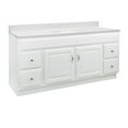 thumbnail image 3 of Concord 61 Inch Solid Wood Bathroom Vanity with Top, Ready to Assemble, White – Design House, 592774, 3 of 18