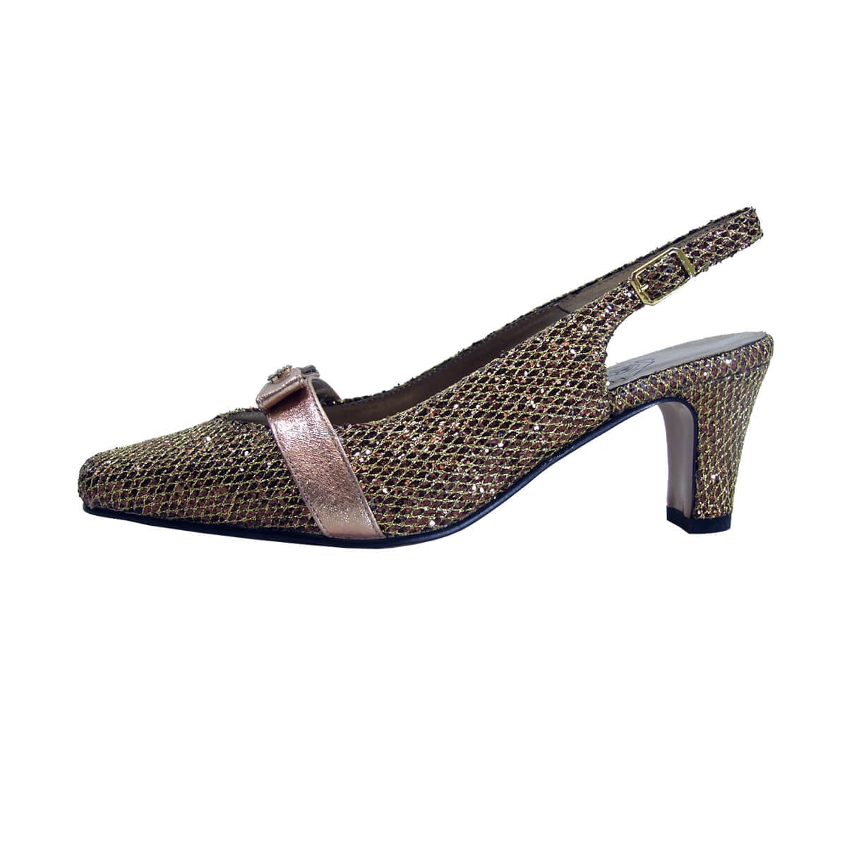 FLORAL Nova Women's Wide Width Pleated Upper Slingback Pumps BRONZE 5.5