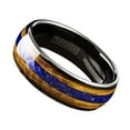 thumbnail image 2 of Men's Wedding Band Ring - Black Blue Lapis Lazuli Whiskey Barrel - Wedding Rings for Men and Women, 2 of 5