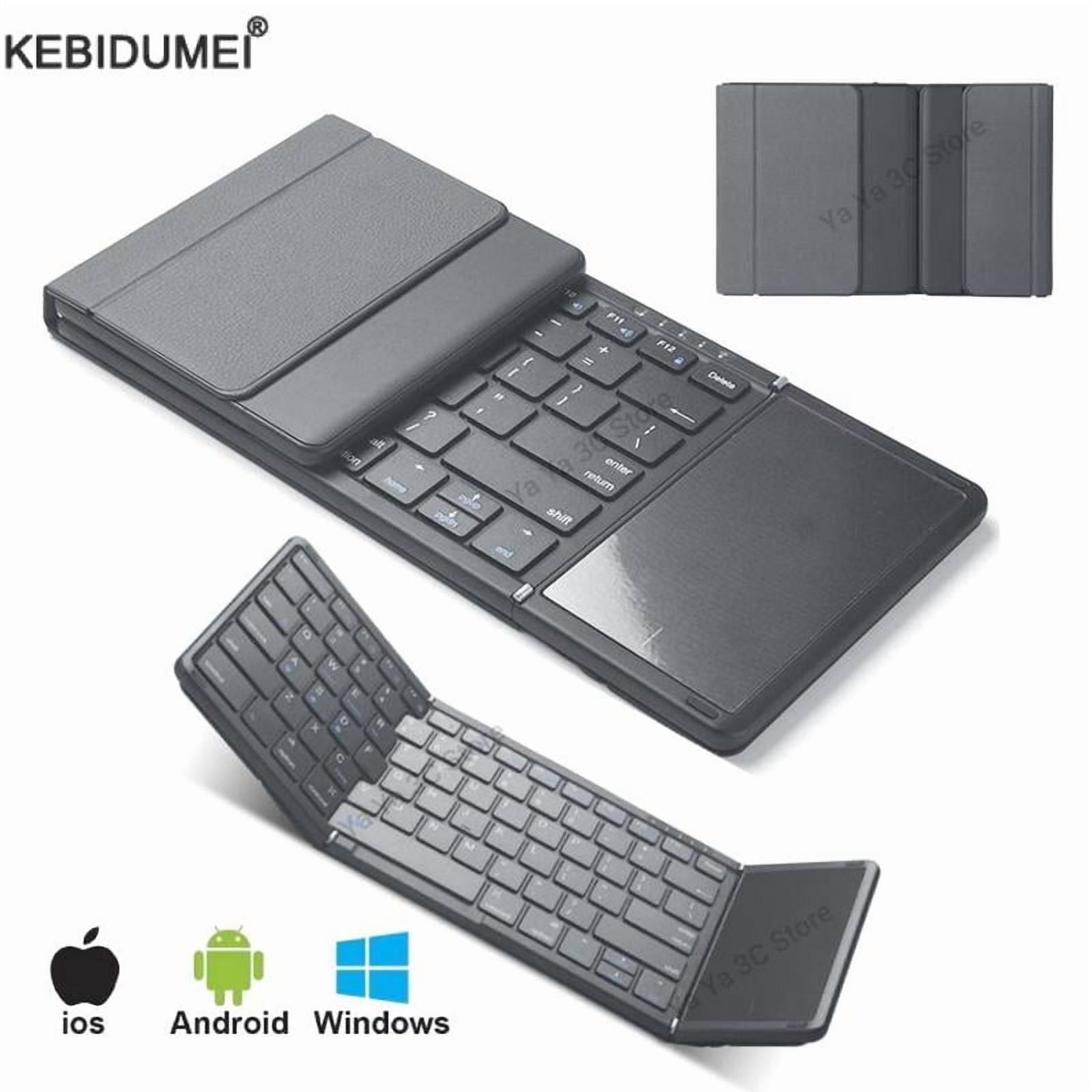 Folding Wireless Keyboard Touchpad Keypad Bluetooth Rechargeable Keyboard with Leather Case for Windows Phone PC Table