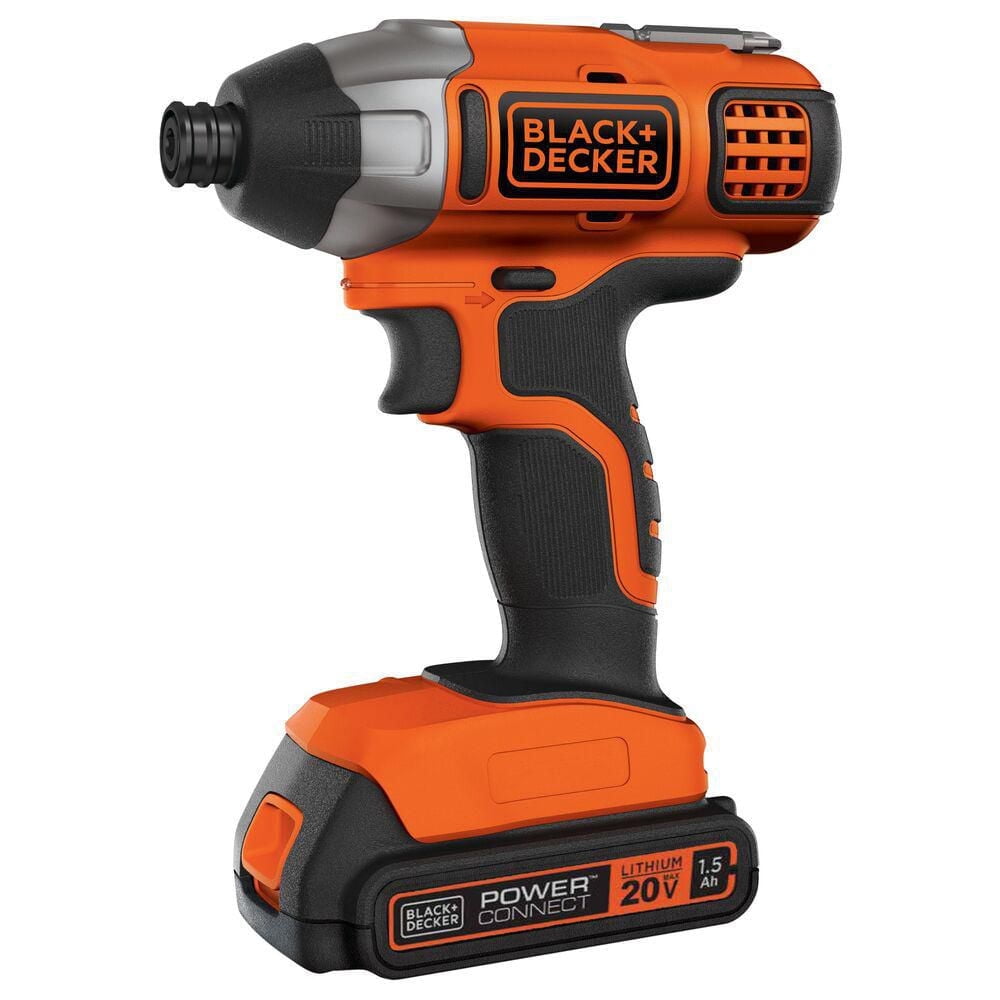 Black & Decker 20V MAX* POWERCONNECT™ 1/4 in. Cordless Impact Driver Kit, B&D 20V Impact has 1,375 in-lb. of torq