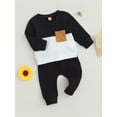 thumbnail image 4 of Elippeo Baby Boys Pants Set 6M 12M 18M 24M 3Y  Long Sleeve Crew Neck Contrast Color Sweatshirt with Elastic Waist Sweatpants Infant Clothes, 4 of 10