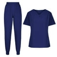 thumbnail image 2 of Black Scrub Sets For Women,Scrubs for Women Set, Stretchy V-Neck Top & Jogger Pants with Multi-Pocket Yoga Waistband - Navy - XL, 2 of 4