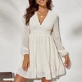 thumbnail image 3 of Vestido Con Cuello En V, Vestido De Primavera Y Verano, Color Puro Para Uso Diario Casual., 3 of 6
