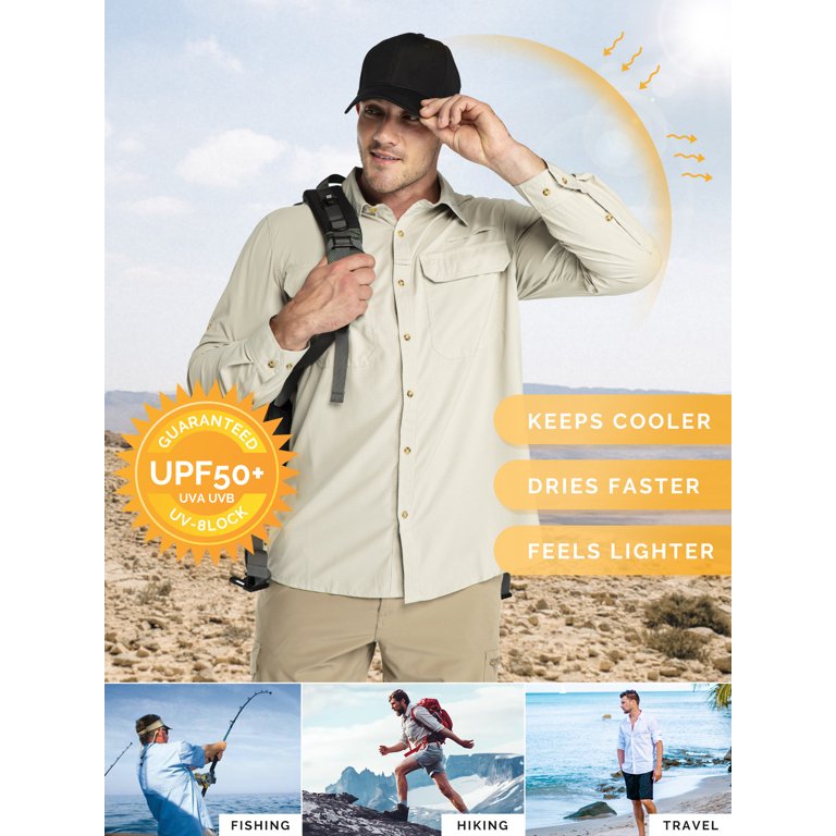 Men's UPF 50+ UV Protection Long Sleeve T-Shirt Sun Block Casual Fishing  Shirts