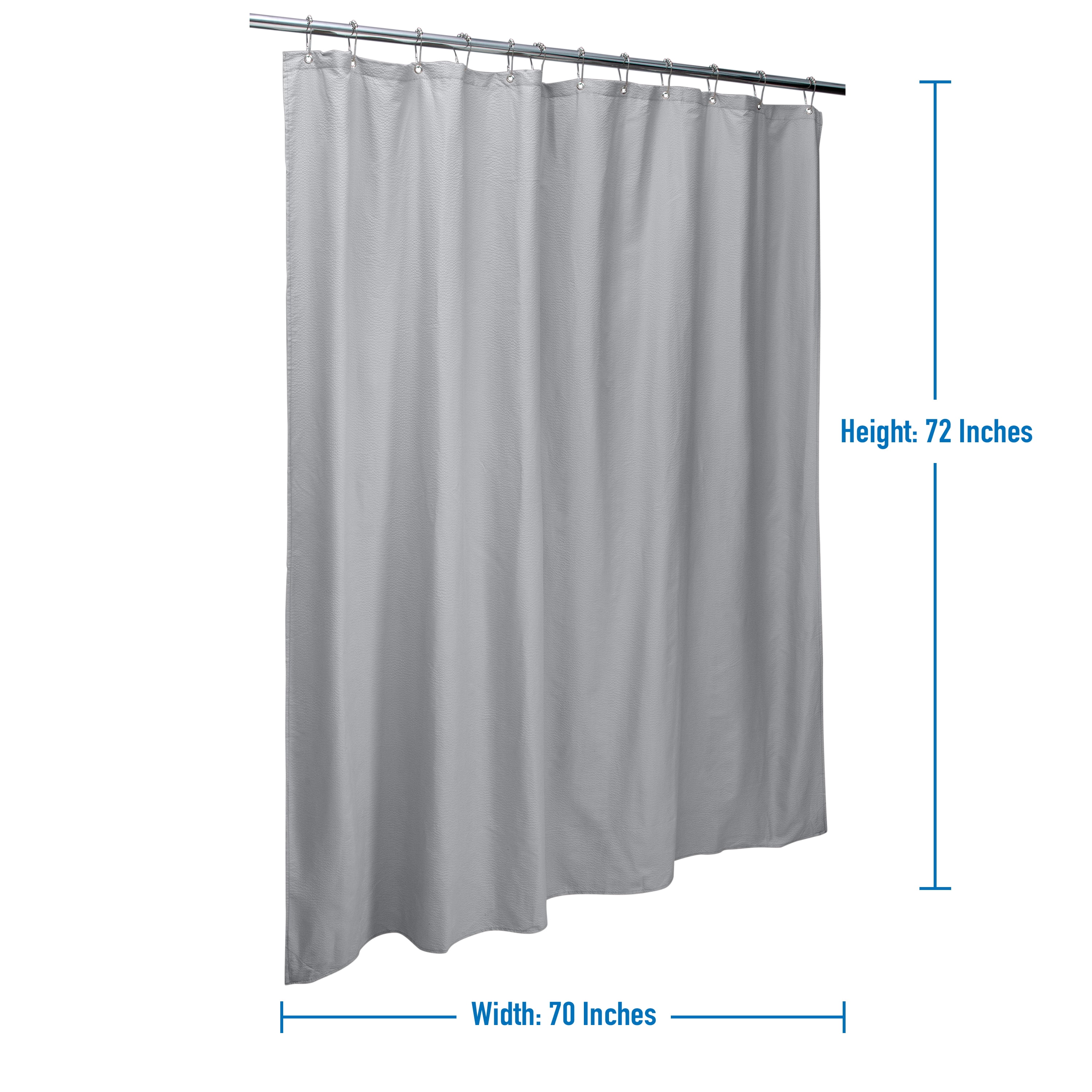 Bath Bliss Microfiber Soft Touch Seersucker Design Shower Curtain Liner Silver