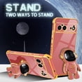 thumbnail image 5 of For Google Pixel 6 Case, Pixel 6 Cases with Astronaut Stand for Women Girls, Girly Cute Spaceman Love Heart Gold Plating 6D Phone Cover with Kickstand for Pixel 6 6.4 Inch Red, 5 of 11