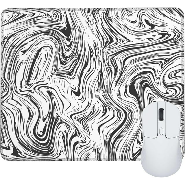 Abstract Marble Gaming Mouse Pad Small Rectangle Waterproof Desk Mat (9.5" x 7.8") with NonSlip Rubber Base and Stitched Edges for Computer Home Office Gaming, Stylish and Functional