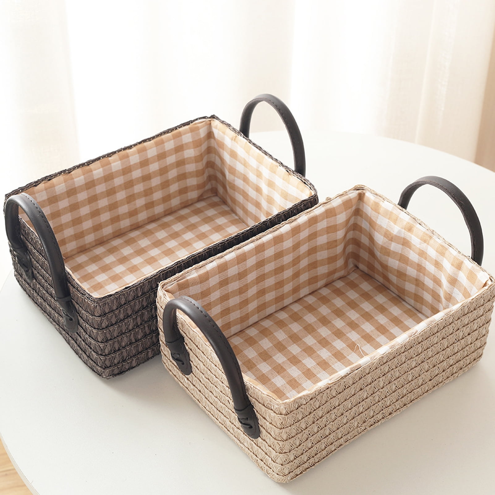 Plateau En Rotin Tissé Main - Panier De Rangement Pour Table - Multifonction Déco Naturelle (Taille S)