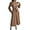 Khaki-2, variant on Women's Fall Long Sleeve Midi Dress V Neck Casual Loose Fit Spring Pleated A Line Flowy Vacation Dresses