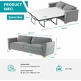 thumbnail image 3 of Mixoy Modern Pull Out Sofa Bed,Velvet Sleeper Loveseat Couch Bed Queen - Light Grey, 3 of 5