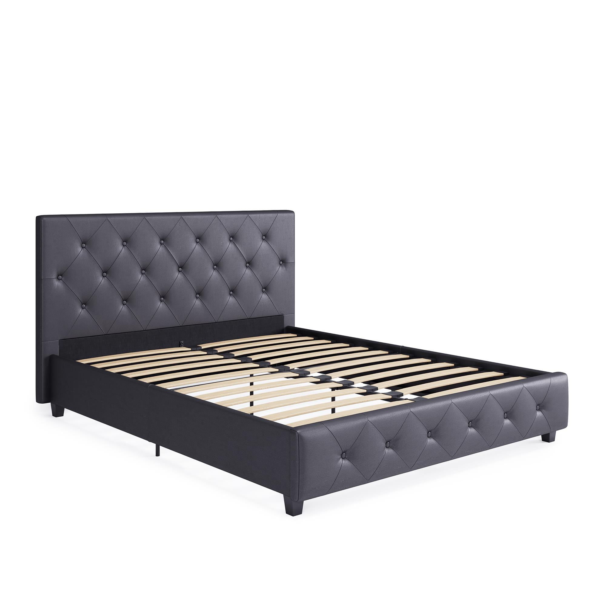 DHP Dakota Upholstered Platform Bed Queen Gray Faux Leather