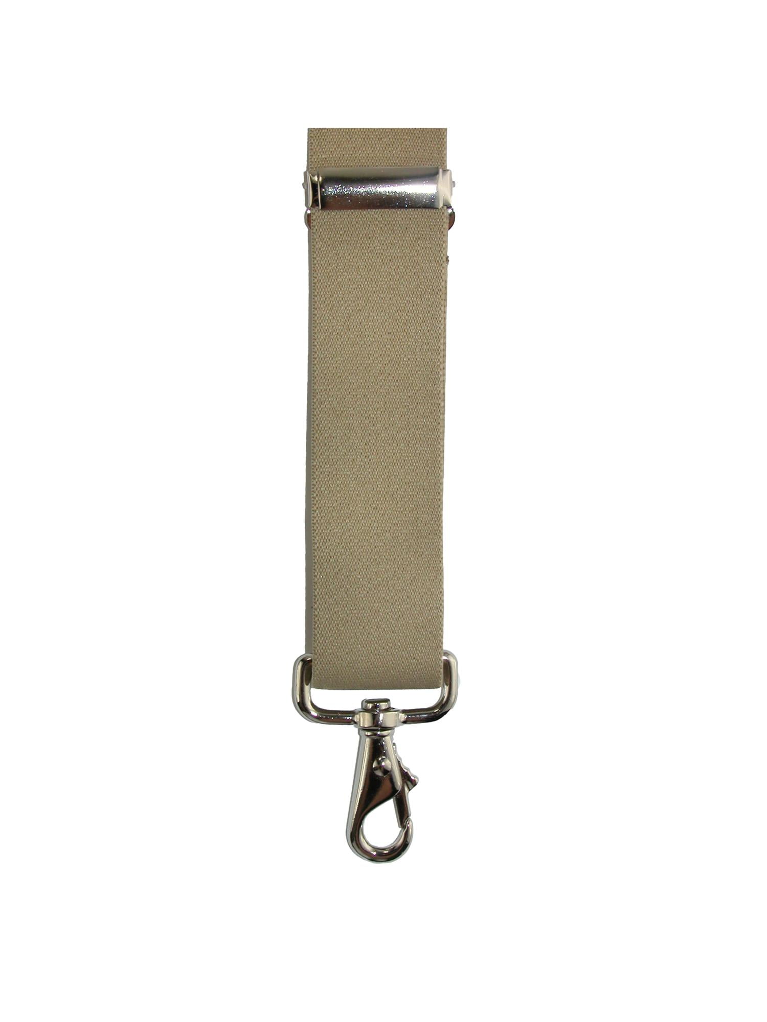 CTM Mens Elastic Solid Color Suspender with Metal Swivel Hook Clip End White