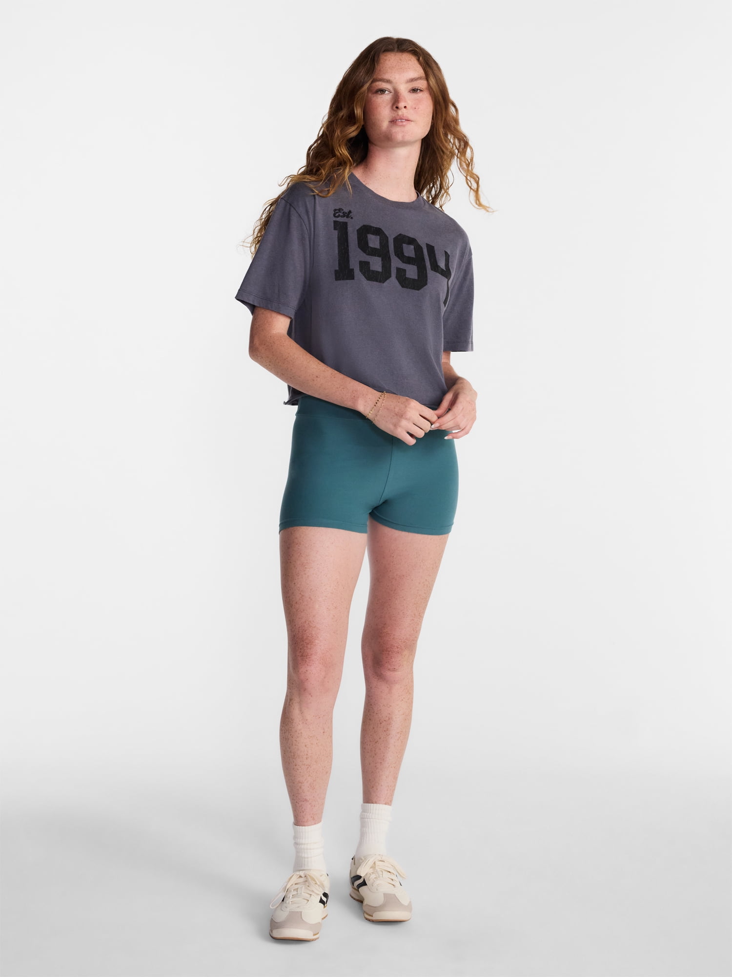 No Boundaries Boxy Cropped Graphic Tee, Women's and Women's Plus XXS-4X