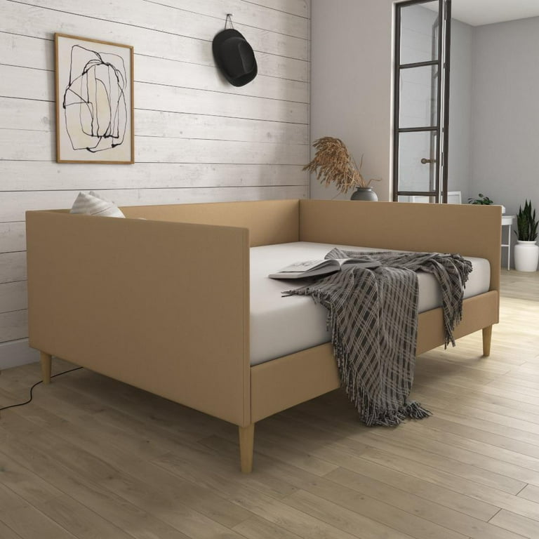 DHP Franklin Mid Century Daybed Full Tan Linen