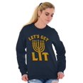 thumbnail image 4 of Hanukkah Menorah Let's Get Lit Sweatshirt for Men or Women Brisco Brands M, 4 of 5