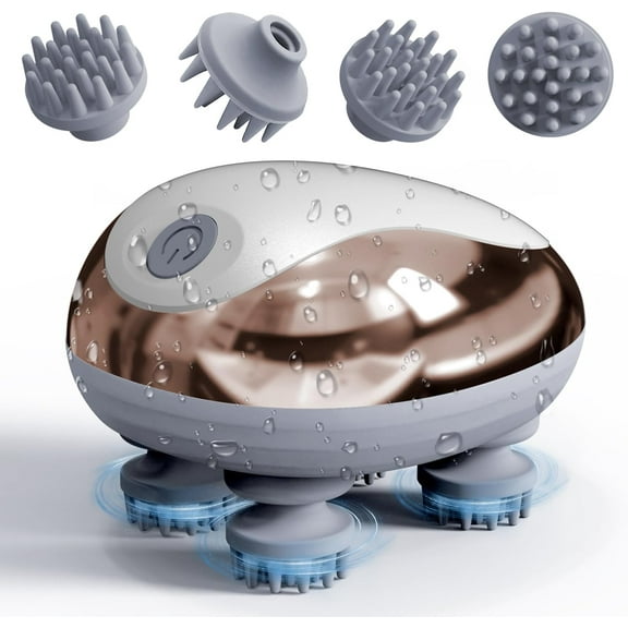 Electric Scalp Massager, Head Massager for Hair Growth and Stress Relax, Handheld Portable Scalp Brush and Scrubber, Head Scratcher with 96 Kneading Nodes, Dog and Cat Massager(White)