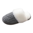 thumbnail image 2 of Women's Knit Cable Fuzzy Slippers Winter Warm Comfy Plush Lined Bedroom House Slides Shoes for Indoor and Outdoor, 2 of 9