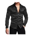 thumbnail image 1 of Men's Luxury Shiny Silk Like Satin Button Up Dress Shirts, 1 of 5