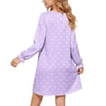 thumbnail image 5 of ATORRE Girls Bowknot Long Sleeve Dress Lightweight Cute Polka Dots Loose Crewnecke Swing Satin Dresses for Daily Fall Winter 2026 Purple 7-8 Years, 5 of 8