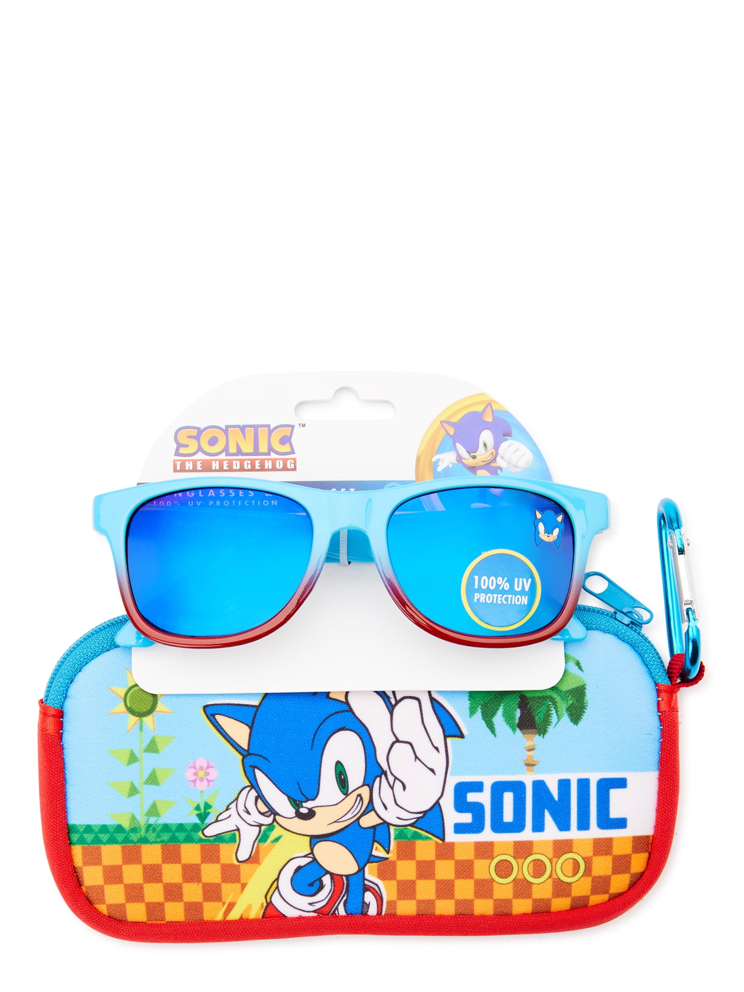 Sonic the Hedgehog Boy's Sunglasses with Zippered Case and Carabiner