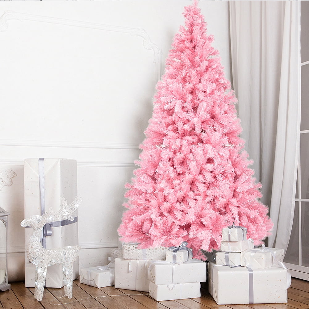 Kepooman 6ft Pink Artificial Christmas Tree, 1600 Branch PVC Hinged Xmas Tree w/ Metal Stands Kepooman 6ft Pink Artificial Christmas Tree, 1600 Branch PVC Hinged Xmas Tree w/ Metal Stands