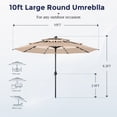 thumbnail image 7 of Alpha Joy 10ft 3 Tier Auto-tilt Outdoor Patio Umbrella Beach Garden Double Vented Table Umbrella with Solar Lights, Beige & Tan, 7 of 7