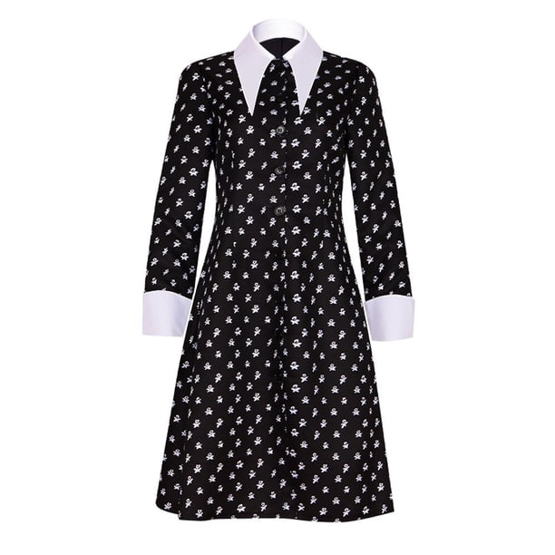 TV la familia Addams Cosplay miércoles vestido disfraz Halloween miércoles vestido negro para mujeres y niños disfraz Cosplayimprimirniños 120cm Deng Xun unisex