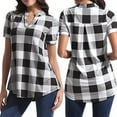 thumbnail image 3 of Tittly Button Down Shirts Womens Shirts Women Casual Plaid Printed Short Sleeve V-Neck Irregular Hem Blouse T-Shirt Tops Short Sleeve Shirts Tshirts Shirts Womens Tops White XXL, 3 of 9