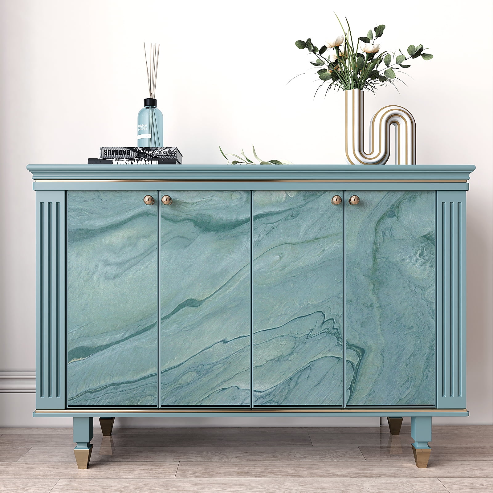 VEELIKE 15.7''x354'' Blue Marble Contact Paper for Countertops Waterproof Peel and Stick Blue Marble Contact Paper for Kitchen Self Adhesive Marble Wallpaper Vinyl Roll for Bathroom Backsplash