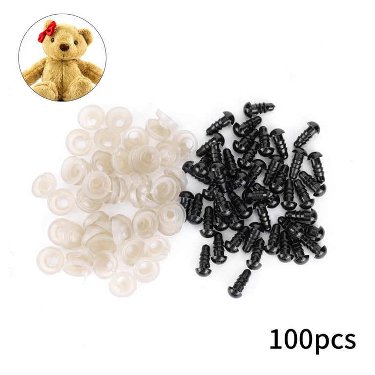 100pcs 6mm/8mm/9mm/10mm/12mm DIY Plastic Safety Eyes and 100pcs Washers  Dolls Toys Accessories Animal Making Craft Eyes 