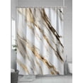 thumbnail image 5 of Abstract Art Shower Curtain, Marble Texture White Gold Crack Stone Minimalism Waterproof Shower Curtain Set with 12 Hooks Lightweight Washable Fabric Shower Curtains for Bathroom 36x72 Inches, 5 of 6