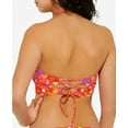 thumbnail image 3 of HULA HONEY Women's Orange Floral Stretch Cutout Rings Tie Back Lined Sweetheart Convertible Swimsuit Top S, 3 of 3