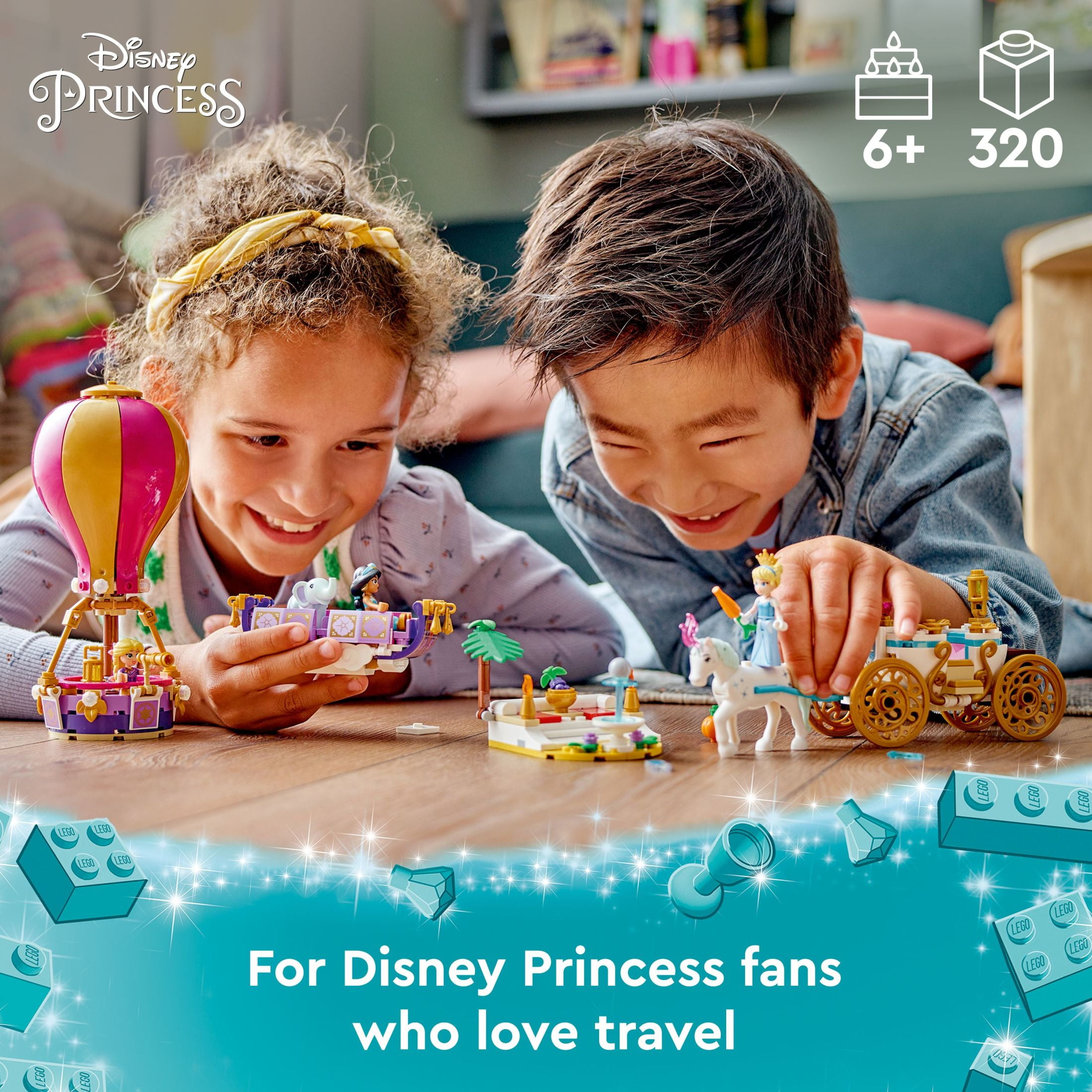LEGO Disney Princess Enchanted Journey 43216 Building Set - 3in1 Playset with Cinderella, Jasmine, Rapunzel Mini Dolls, Toy Horse & Carriage, Hot Air Balloon, Gift for Girls, Boys, and Kids Ages 6+