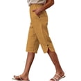 thumbnail image 2 of Aimik Women's Cotton Linen Shorts Summer Casual Straight Leg 5" Inseam pant with Pockets Side Split Loose Fit shorts for women, 2 of 6