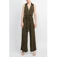 thumbnail image 4 of Women's Nina Leonard Surplice Wide-Leg Jumpsuit Color: Red Size: SMALL, 4 of 17