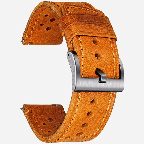 Correa de reloj Hemsut H de piel auténtica de liberación rápida, 18-24 mm