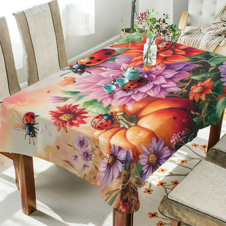 

BZSMCE Square Tablecloth Blossoms and Bees Pattern Tableclothes