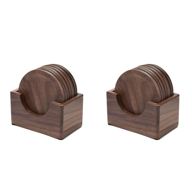 12 Posavasos de Madera de Nogal,Manteles Individuales Decorativos,Tapete Redondo Resistente Al para Bebidas, Mesa de Cocina para el Hogar, Almohadilla para de Té y Café