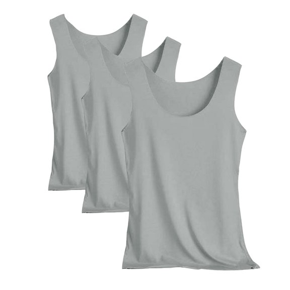 Mlkoz 3 Pack Womens Pajamas Casual Plus Size Tank Tops Crew Neck Sleeveless Summer Tops Lightweight Underwear Vests