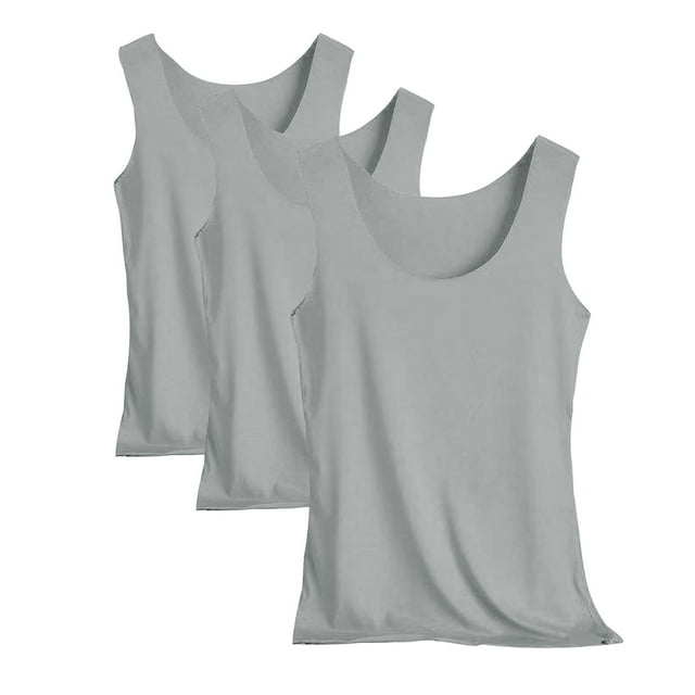 Posijego Lot de 3 Débardeurs pour Femmes Col Rond Camisoles de Base Couches Débardeurs Sans Manches