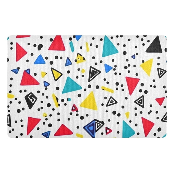 Yayeee Doormat for Indoor Entrance 32" x 20" Non Slippery Floor Rug, Colorful Triangles